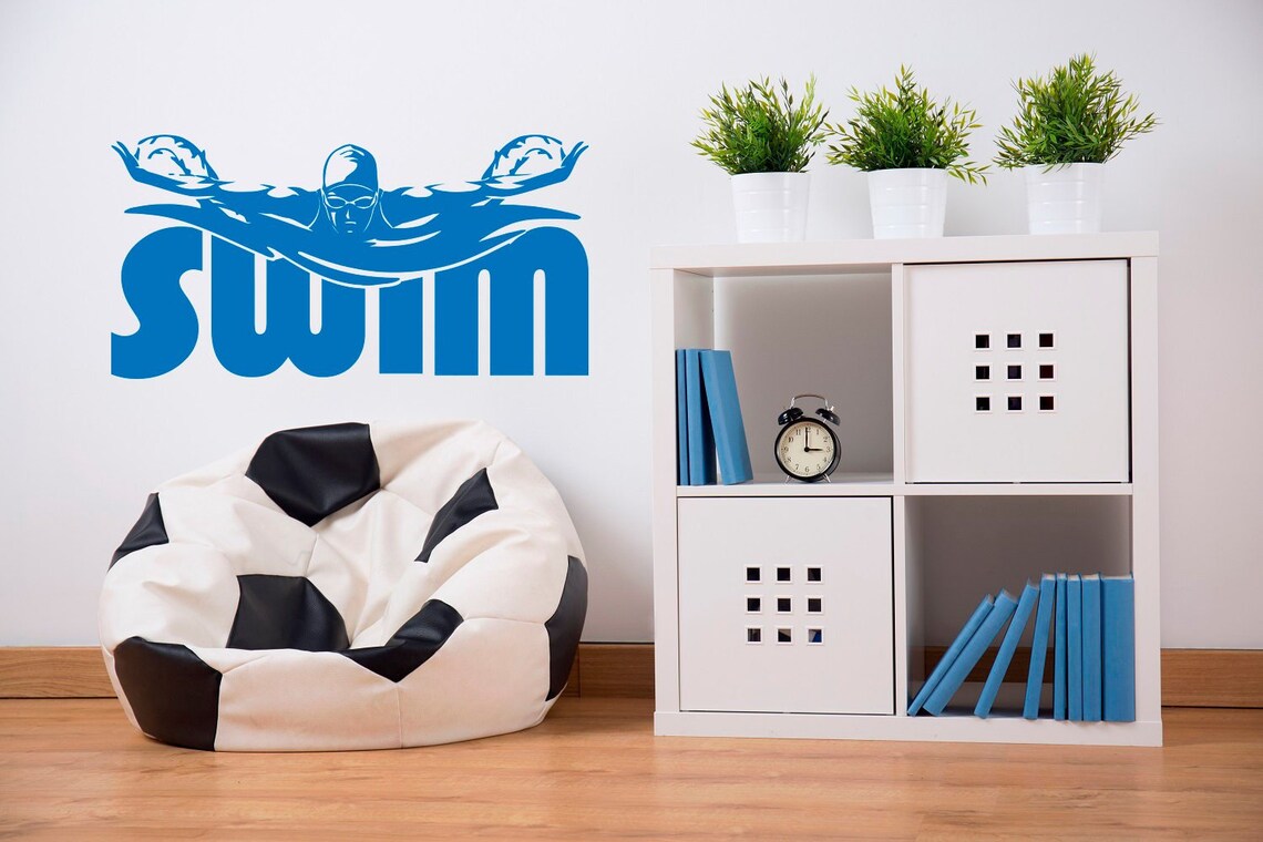 Swimmer Girl Wall Decal Swim Wall Stickers Girl Swimming Etsy