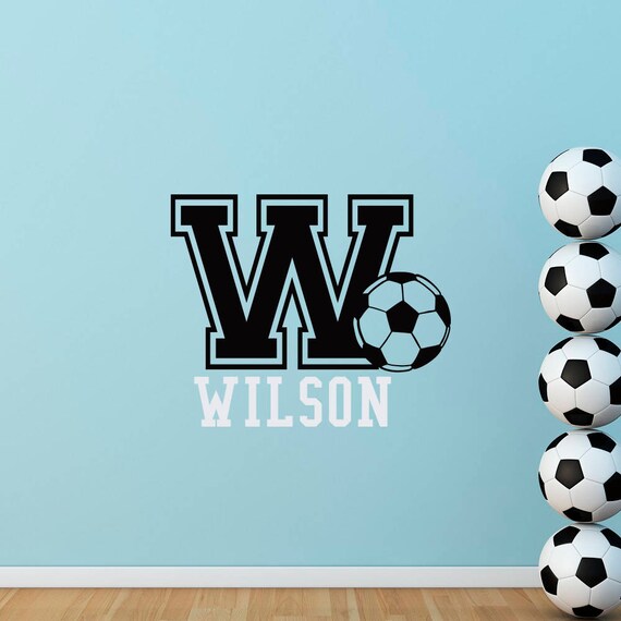 Soccer Wall Decal With Name Initial Sports Image 0