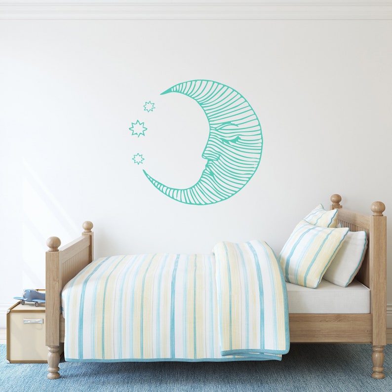 Moon Wall Decal Stars and Moon Wall Decals Nursery Kids Etsy