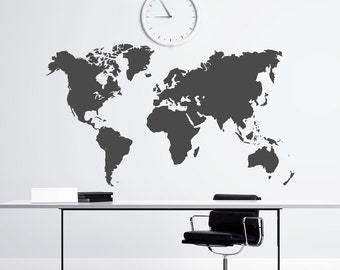 World Map Vinyl Wall Decal- National Geographic Map Of The World- Large World Map Wall Decal Vinyl Sticker Office Home Decor Wall Art C029