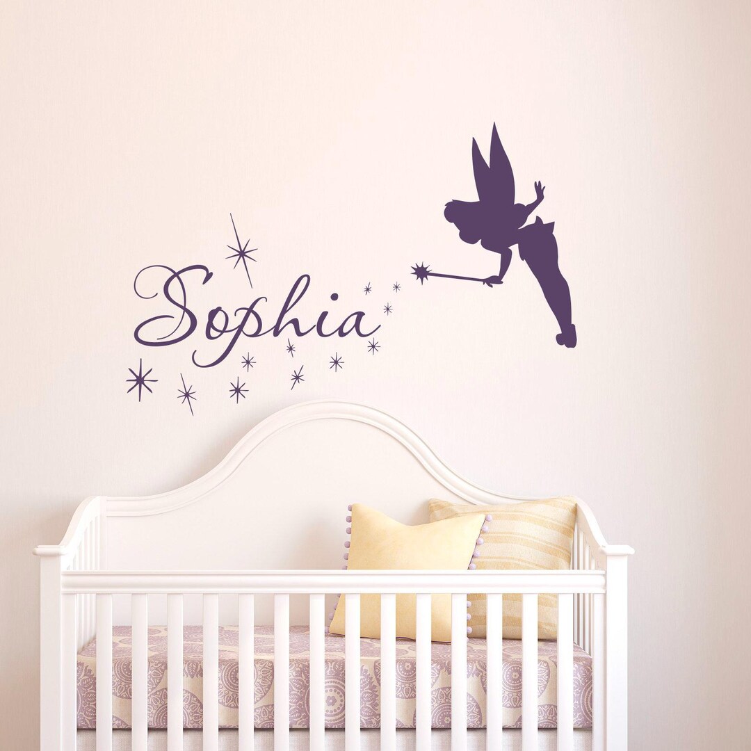 Fairy Wall Decal, Fairy Silhouette Vinyl Sticker, Custom Girls Name ...