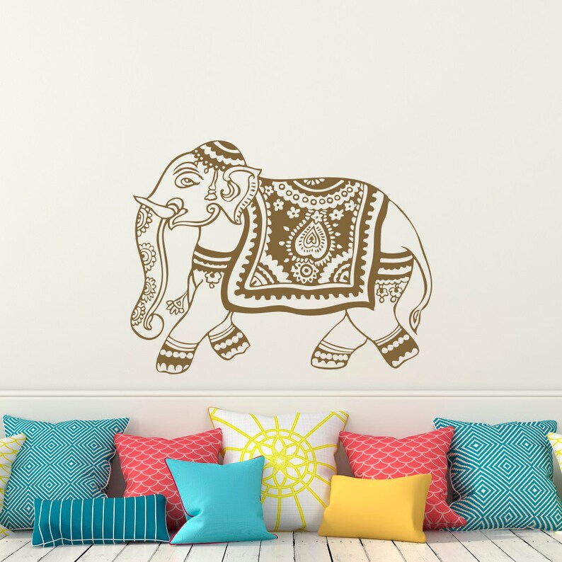 Indian Elephant Wall Decal Stickers Yoga Wall Decal Indie Etsy