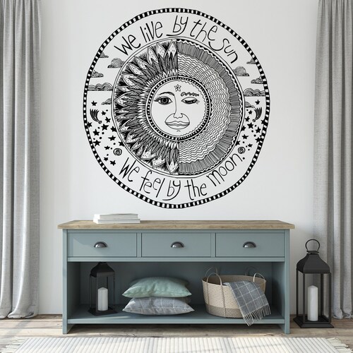Wall Decal Sun Moon Stars Vinyl Stickers We Live by the Sun We Etsy