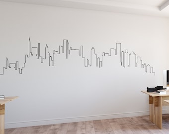 Calcomanía de pared con silueta de ciudad: vinilo moderno de paisaje urbano F146