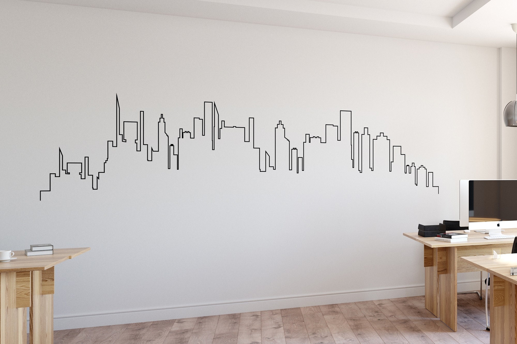 City Silhouette Wall Decal City Skyline Vinyl Sticker City Etsy