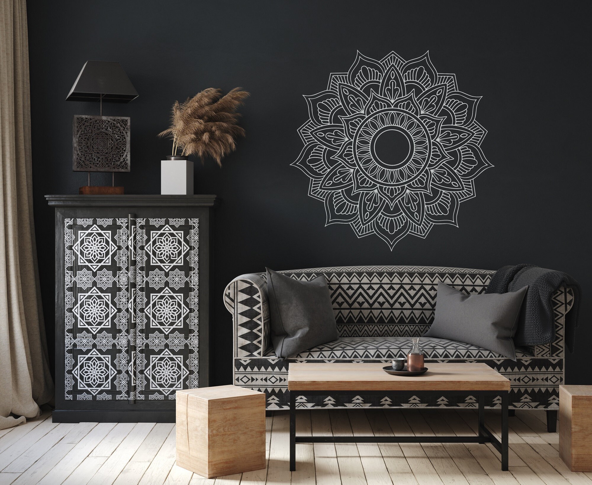 Lotus Mandala Vinyl Wall Decal: Yoga Studio, Bohemian Home Decor F183 ...