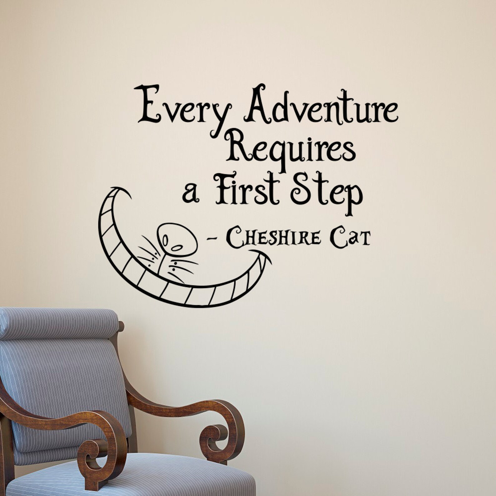 Alice In Wonderland Wall Decal Cheshire Cat Every Adventure Etsy
