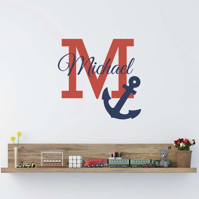 Initial Name Anchor Wall Decal Nautical Wall Decals Etsy