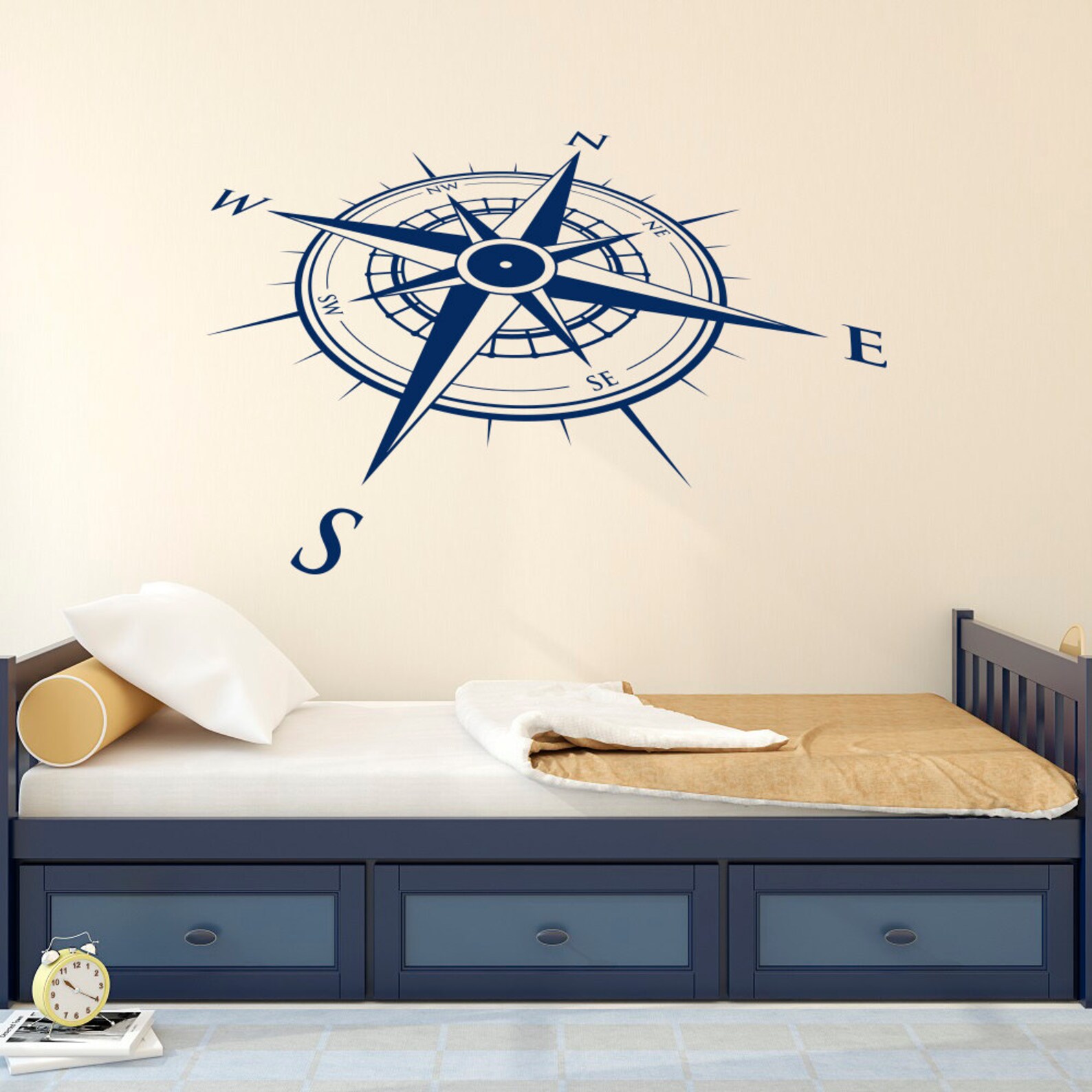 Nautical Compass Rose Wall Decal Vinyl Sticker North South Etsy