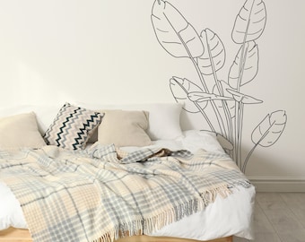 Tropical Palm Leaves Wall Decal: Monstera Leaf Stickers, Boho Nature Inspired Vinyl Decor F126