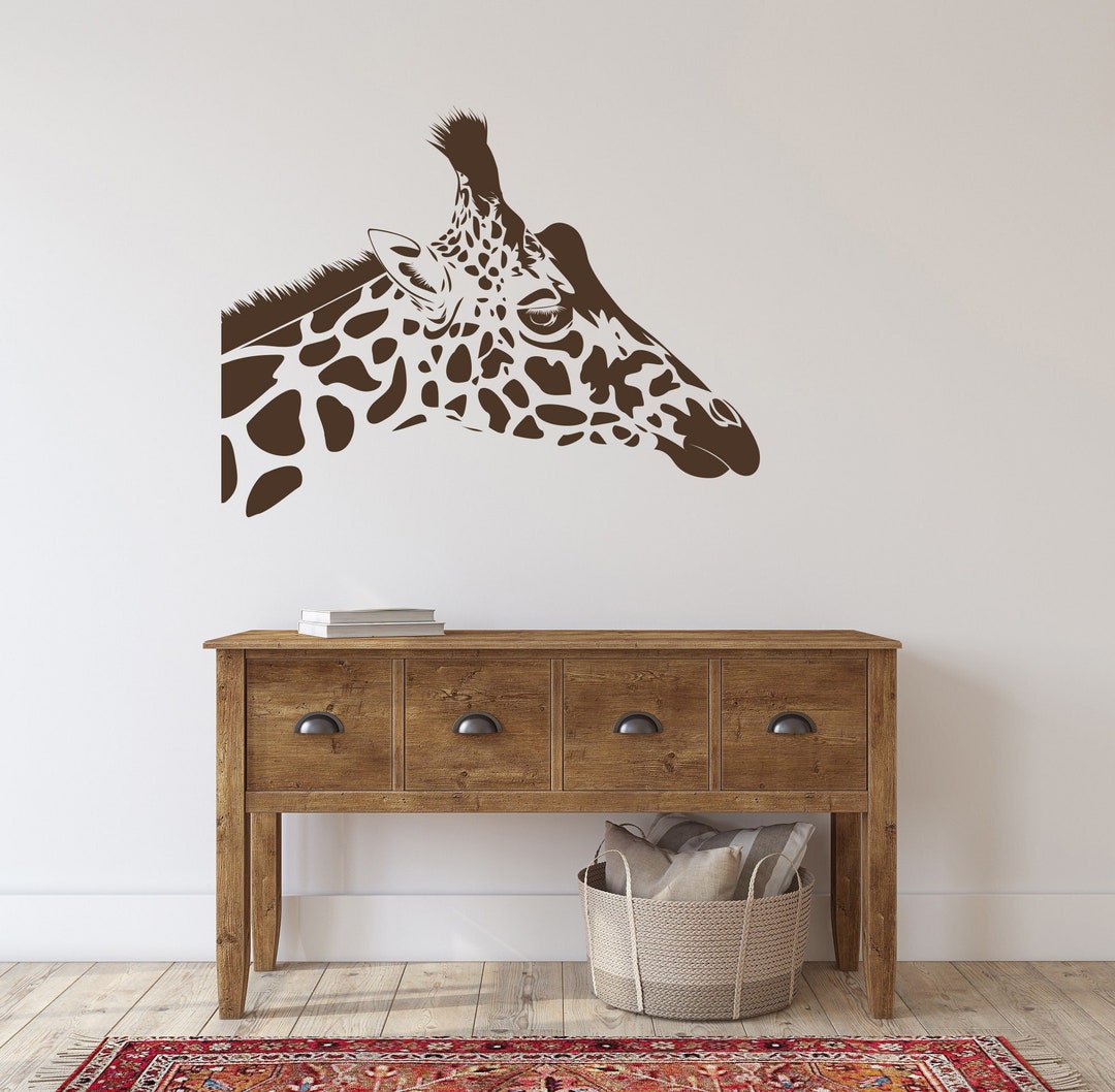 Safari Animals Decal, Giraffe Wall Decal, Giraffe Head Wall Decal, Giraffe Gift for Kids, Safari