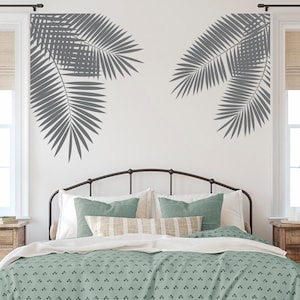 Palm Leaves Wall Decals, Tropical Leaf Wall Decal, Bedroom Living Room Wall Decor, Nature Stickers for Home Decor, Beach House Wall Art F154