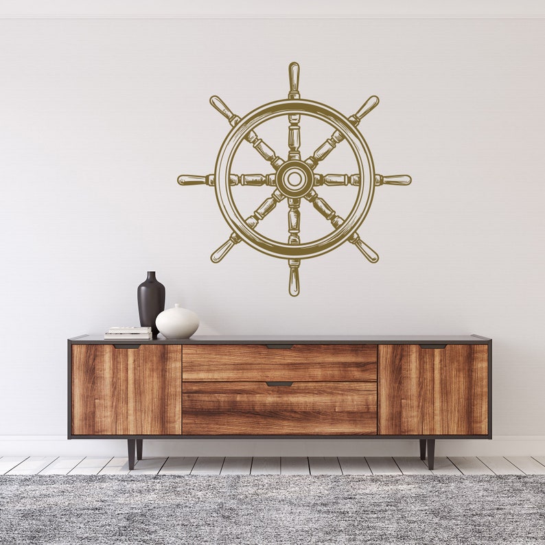 Nautical Nursery Wall Decals Ship Wheel Decor Sea Ocean Wall Etsy