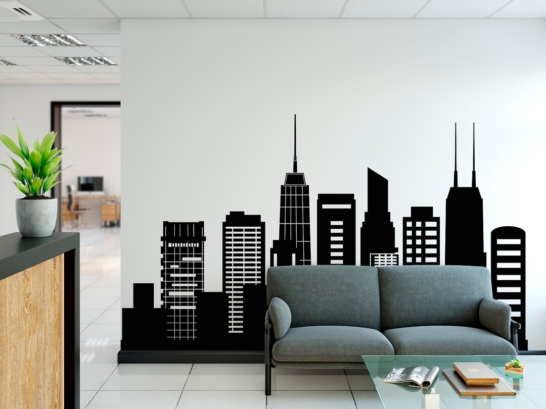 Chicago Skyline Wall Sticker City Scape Silhouette Chicago Etsy