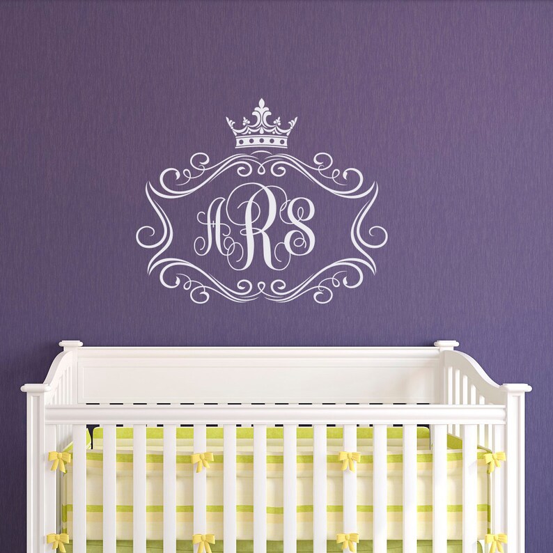 Monogram Wall Decal Personalized Girls Initials Decals For Letters Little Princess Bedroom Decor M072