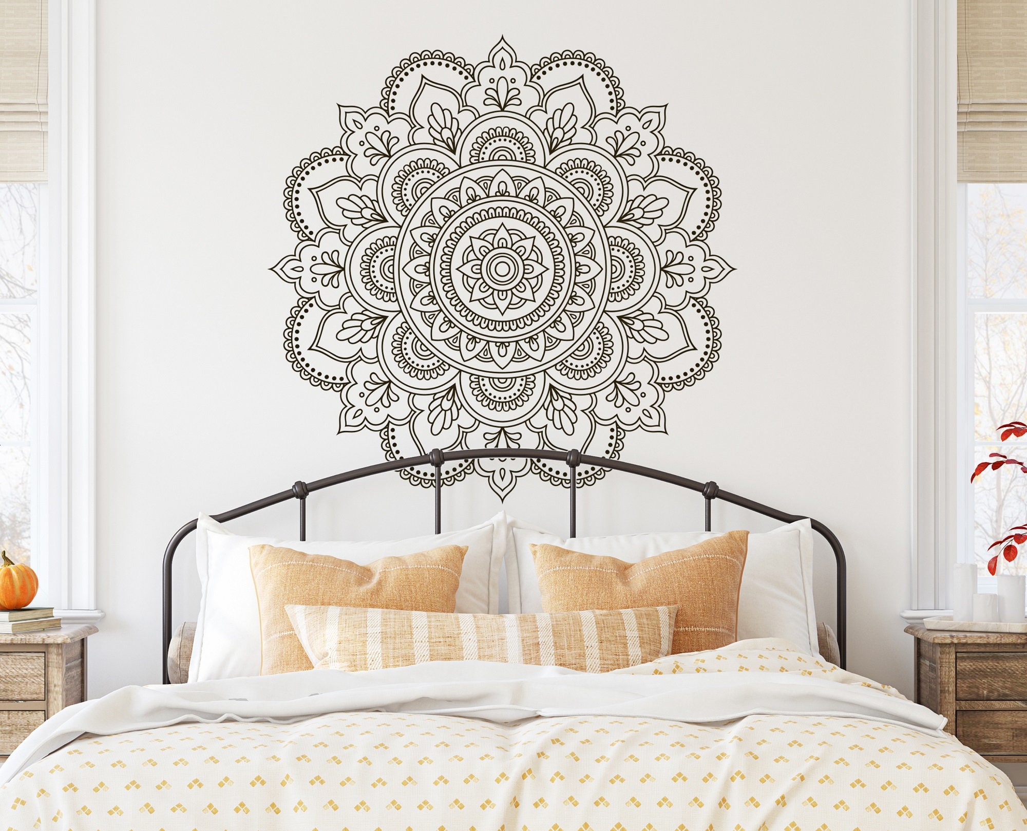 Mandala Wall Decal: Bohemian Home Decor, Yoga Interior F158 - Etsy
