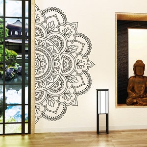 Mandala in Half Wall Sticker, Removable Vinyl Sticker for Meditation, Decor for Home, Studio, Yoga Wall Art, Housewarming Gift F159