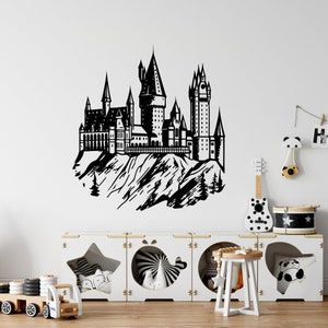 Magic Castle Vinyl Wall Decal: Wizard School Silhouette Art F209
