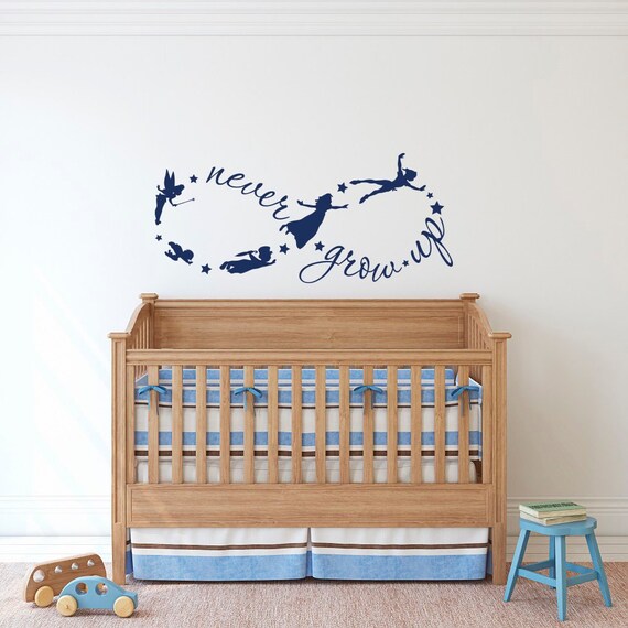 Never Grow Up Wall Decal Peter Pan Fairy Silhouette Infinity - Peter Pan Silhouette Wall Decal Never Grow Up Wall Decal Peter Pan Fairy Silhouette Infinity - Peter Pan Silhouette Wall Decal
