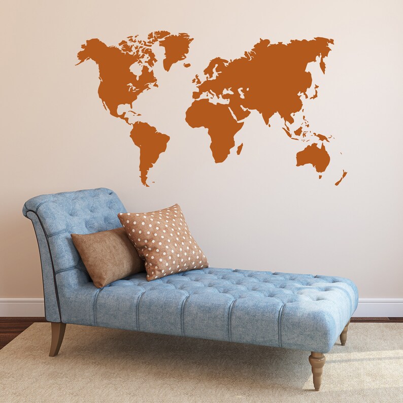World Map Vinyl Wall Decal National Geographic Map of the Etsy