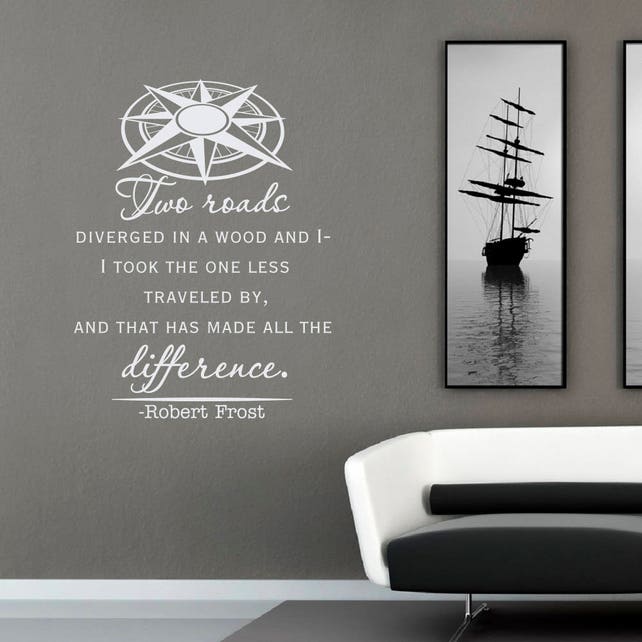 Zwei Straßen Wichen Wand Aufkleber Inspirierende Zitate Von Robert Frost Motivphrase Wall Decals Für Büro Schule Zuhause Klassenzimmer