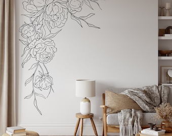 Blumen Ecke Wandtattoo: Blumen Wandbild, Natur Dekor F118