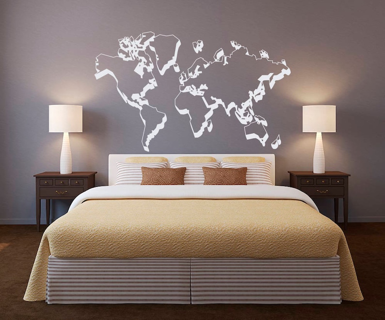world map outlines wall decal world map wall decor outline | etsy