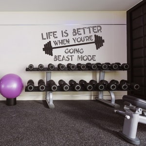 Fitnessstudio Wanddekoration für Zuhause, motivierende Wandkunst für Fitnessstudio, das Leben ist besser, wenn du zur besten Freundin gehst, Zitat Wandtattoo, Fitness Wandkunst F39