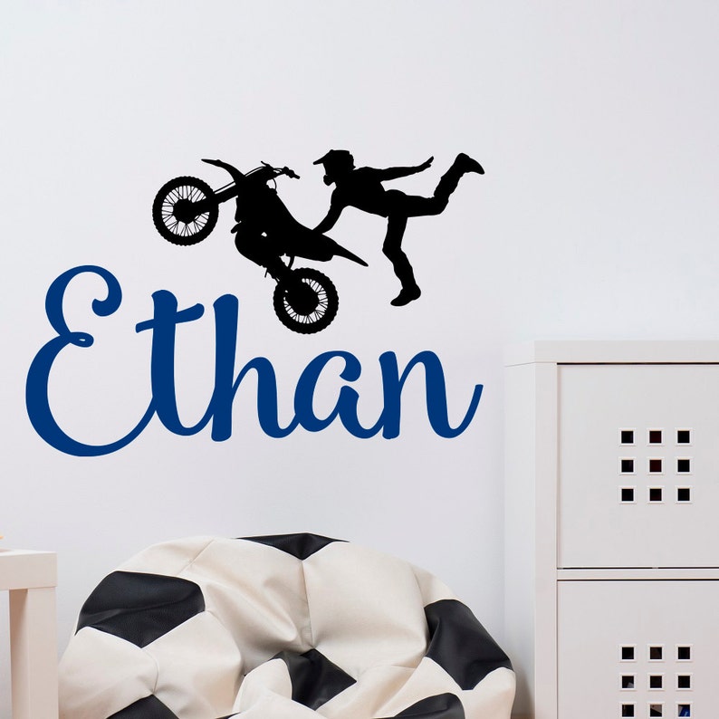Dirt Bike Wall Decals Name Wall Decal Boy Wall Decal Dirt Etsy