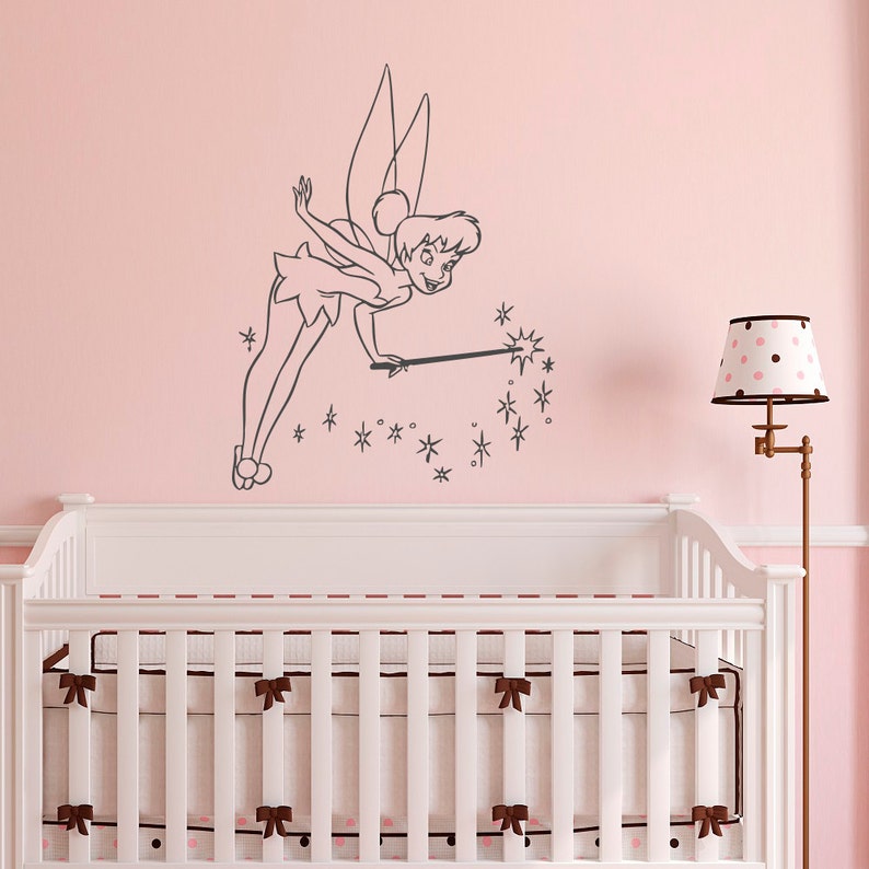 Tinkerbell Vinyl Wall Decal Little Princess Silhouette Fairy Girl Bedroom Wall Decals Stickers Baby Nursery Wall Art Kids Room Decor Q066