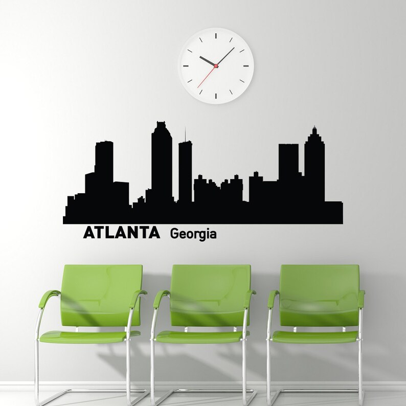 Atlanta Skyline Wall Decal Cityscape City Silhouette Removable Etsy
