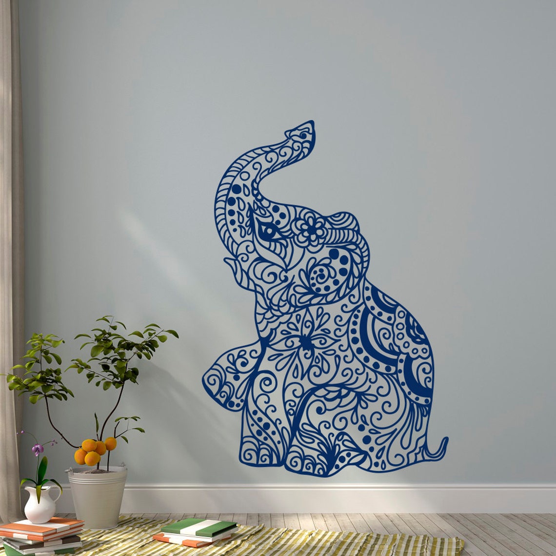 Elephant Wall Decal Stickers Elephant Yoga Wall Decals Indie Etsy