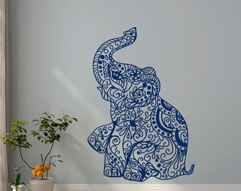 Elephant Wall Decal Stickers- Elephant Yoga Wall Decals Indie Wall Art Bedroom Dorm Nursery Boho Bohemian Bedding Decor Interior Design C080