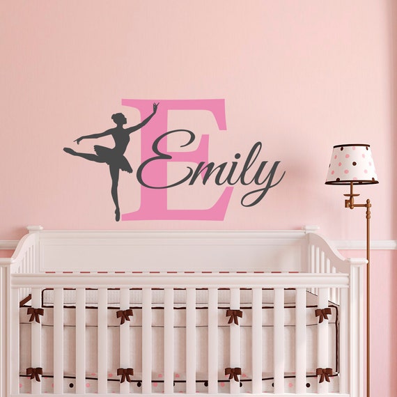 Ballerina Wall Decal Girl Personalized Custom Name Ballet Image 0