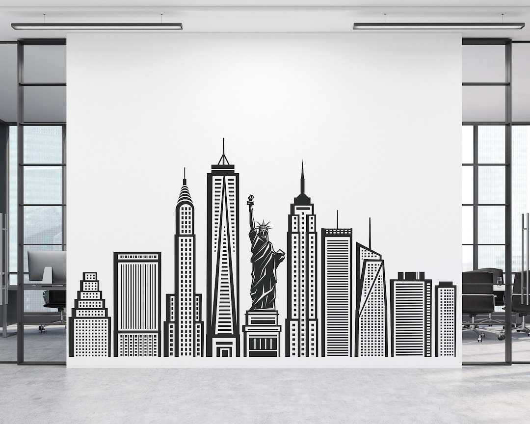 New York City Wall Decal, NYC Skyline Decal, Statue of Liberty Wall Art ...