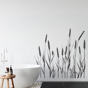 Muursticker riet, vinylsticker pampagrasplant, decor wilde natuur, badkamer slaapkamer decoratie meerhuis, waterdichte stickers F152