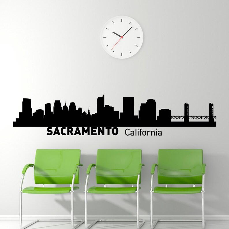 Sacramento California Skyline Wall Decal Vinyl Sticker Ciy Etsy