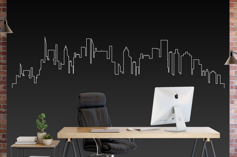 City Silhouette Wall Decal City Skyline Vinyl Sticker City Etsy