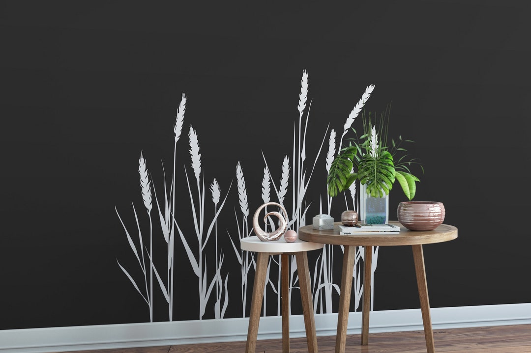 Long Grass Wall Decal, Reeds Vinyl Stickers, Reeds Decal for Wall