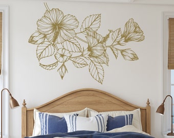 Wandsticker Blumen Ecke: Botanische Wandsticker, Natur Aufkleber F136