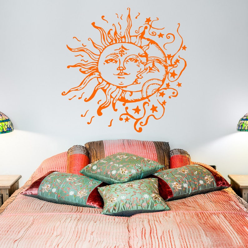 Sun Moon Stars Wall Decals For Bedroom Sun and Moon Wall Etsy