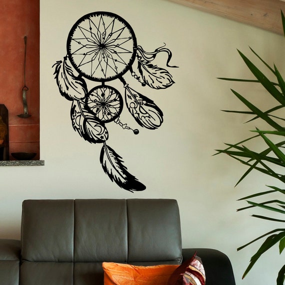 boho dreamcatcher wall decal large handpainted dream catcher | etsy