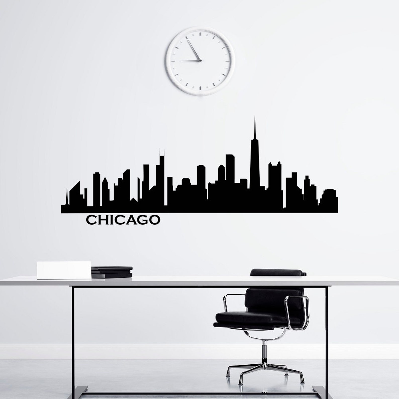 Chicago Skyline Wall Decal Vinyl Stickers City Silhouette Wall Etsy