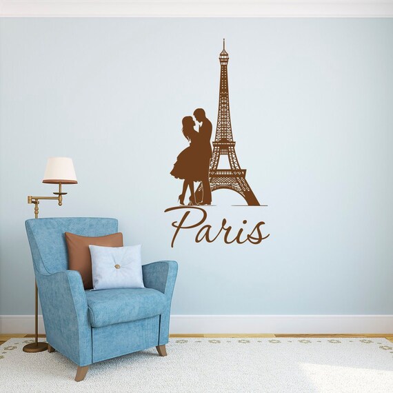 Paris Wall Decals Vinyl Stickers Eiffel Tower Wall Decal France Romantic Love Living Room Art Bedroom Decor Couple Paris Themed Gifts C076