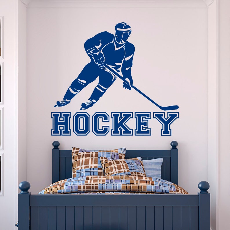 Hockey Wall Decal Sports Sports Wall Decal Stickers Hockey Etsy