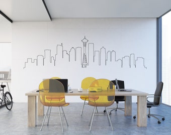 Seattle Skyline Wall Decal, Seattle Silhouette Vinyl Sticker, Seattle Cityscape, Washington Skyline, Home Decor, Office Wall Art F109