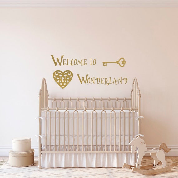 Welcome To Wonderland Wall Decal Alice In Wonderland Quotes Wall Decals Murals Nursery Kids Bedroom Alice In Wonderland Wall Art Decor Q056