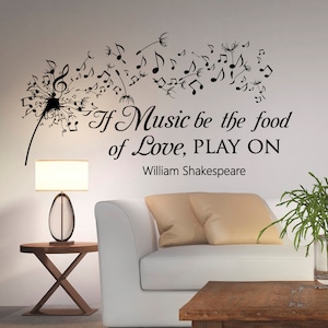 Shakespeare Zitat Wand Aufkleber: Musiknoten Vinyl Aufkleber, Literarisches & Musikalisches Wandkunst Dekor Q001