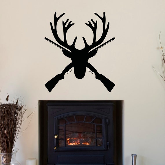 Deer Antlers Wall Decal Rustic Deer Hunting Wall Decor Bedroom Living Room Dining Hunting Nursery Room Rustic Country Home Decor Q145