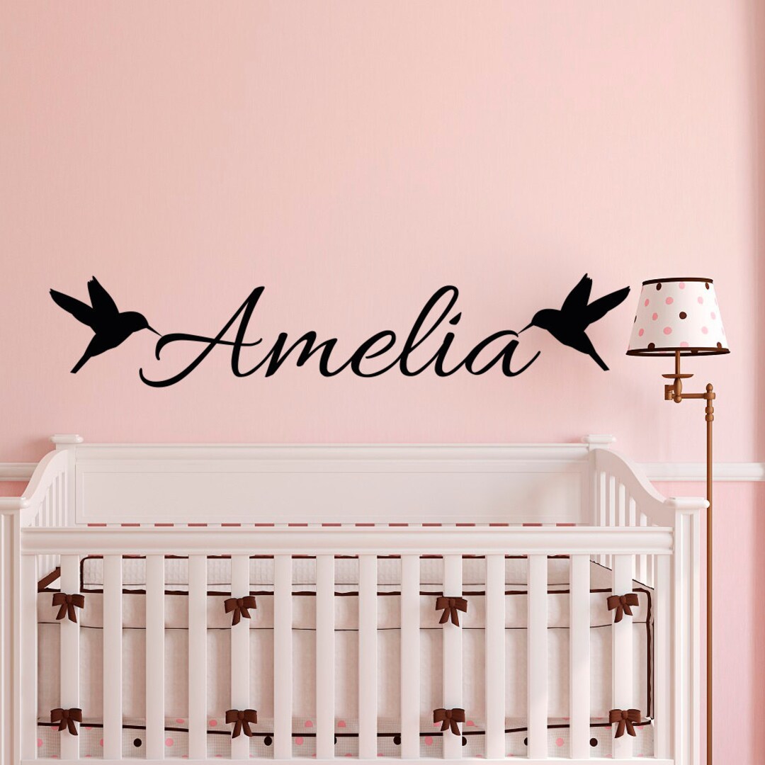 Personalized Name Wall Decal: Custom Baby Name With Birds Sticker ...